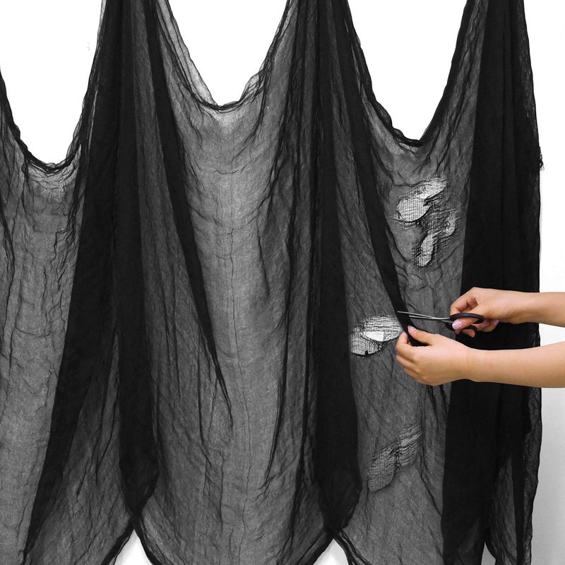 MIAHART Halloween Creepy Cloth Black Creepy Gauze Spooky Halloween Decorations for Haunted Houses Party Doorways Decor 6.5ft x13ft (2mx4m) - Image 5